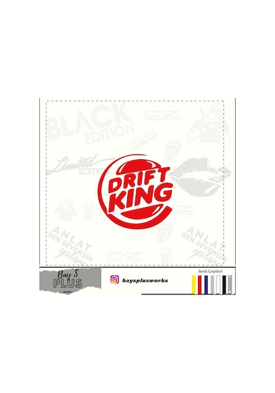 Drift King İçin Uyumlu Aksesuar Oto Cam Sticker Kırmızı 20 Cm