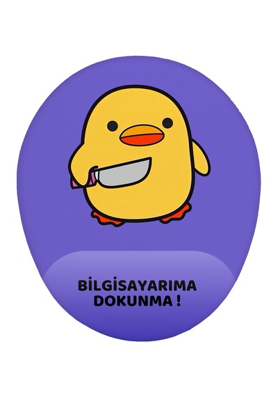 Bela Ördek Bilgisayarıma Dokunma Kaymaz Buruşmaz Kırılmaz Bilek Destekli Mouse Pad Mor