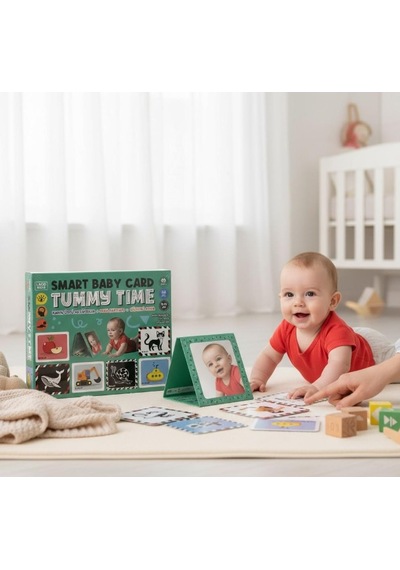 Laco Kids Tummy Time Smart Baby Card - Karın Üstü Aktivite Zeka Kartları + Güvenli Ayna 0-12 Ay