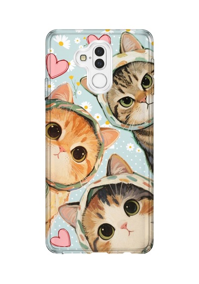 Huawei Mate 20 Lite Uyumlu Baskılı Şeffaf Telefon Kılıfı Koleksiyon: Kawaii Cat 8