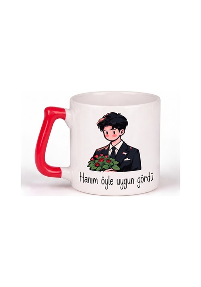 Hanım Öyle Uygun Gördü Yazılı Ve Görselli Baskılı Seramik Hediye Kupa Bardak Kırmızı