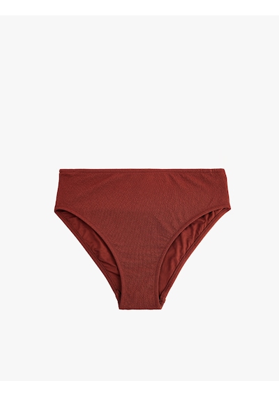 Koton Yüksek Bel Dokulu Bikini Altı Kahverengi 6sak00013mm Kahve