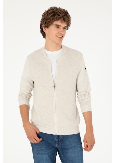 U.s. Polo Assn. Erkek Taş Melanj Hırka Triko 50293528-vr225 Taş Melanj