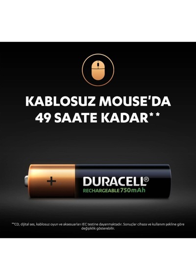 Duracell Şarj Edilebilir Aaa 750 Mah Pil 2 Li Paket