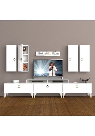 Decoraktiv Ekoflex 8d Mdf Gold Tv Ünitesi Tv Sehpası Beyaz