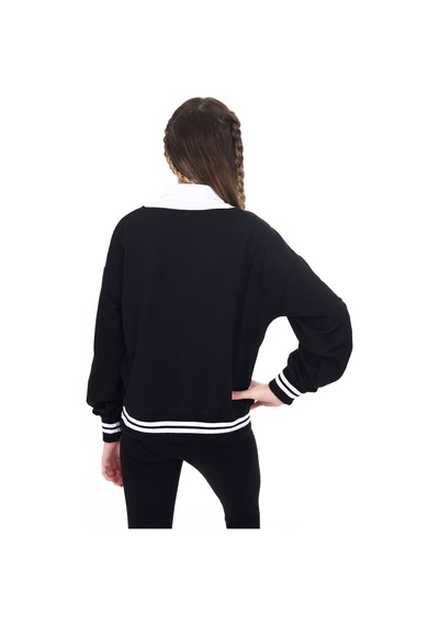 Toontoy Kız Çocuk Relax Fit Polo Yaka Düşük Omuz Baskılı Okul Sweatshirt - Garnili & 2 İplik Siyah Toontoy Kız Çocuk Relax Fit Polo Yaka Düşük Omuz Baskılı Okul Sweatshirt - Garnili & 2 İplik Siyah
