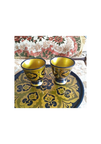 Rusya Tabak Ve Kadehler Sarı