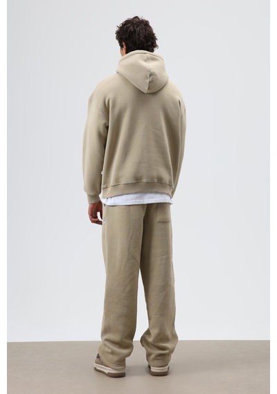 Vamos Basic Oversize Yıkamalı Hoodie Haki