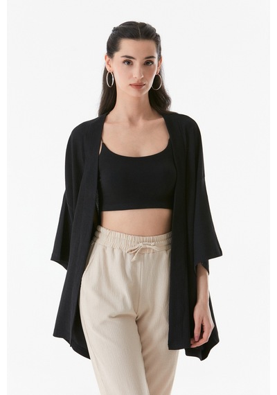 Fullamoda Basic Bürümcük Kumaş Şal Yaka Kimono 24ygb7197202080-siyah 24YGB7197202080-Siyah Fullamoda Basic Bürümcük Kumaş Şal Yaka Kimono 24ygb7197202080-siyah 24YGB7197202080-Siyah