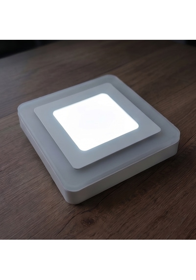 Kare Sıva Üstü Led Spot Armatür 9 Watt Çift Renk Üç Kademe Kırmızı Beyaz Gece Lambası