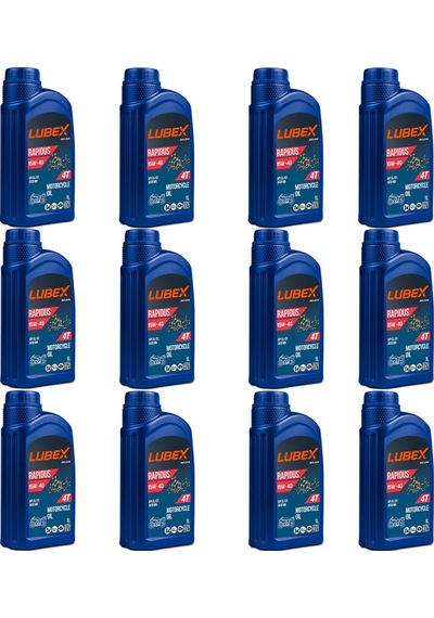 Lubex Rapidus 15W-40 1 L 4 Zamanlı Motosiklet Yağı (12 Adet)