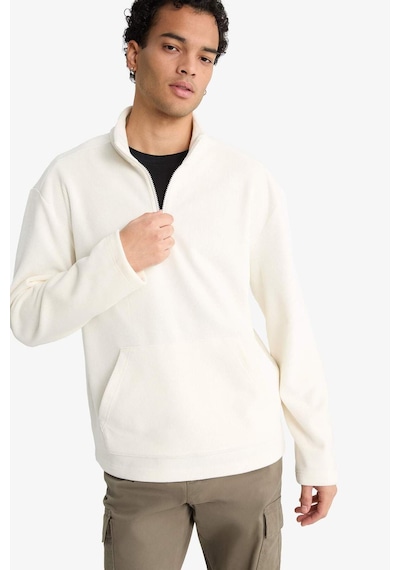 Defacto Yumuşak Tuşe Kadife Sweatshirt F2352AX25WN Ekru