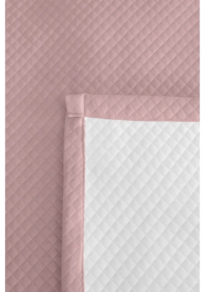 Pudra Minimal Genç Kız Odası Tek Kişilik Pike Takımı - Kapitone Pembe 160x220 Cm Yatak Örtüsü Gri