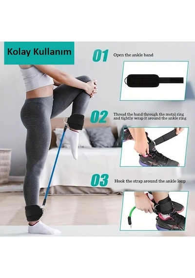Valkyrie 6 Parça Baldır Kalça Egzersiz Seti Bacak Direnç Tansiyon Lastiği Pilates Yoga Destekleyici Çok Renkli