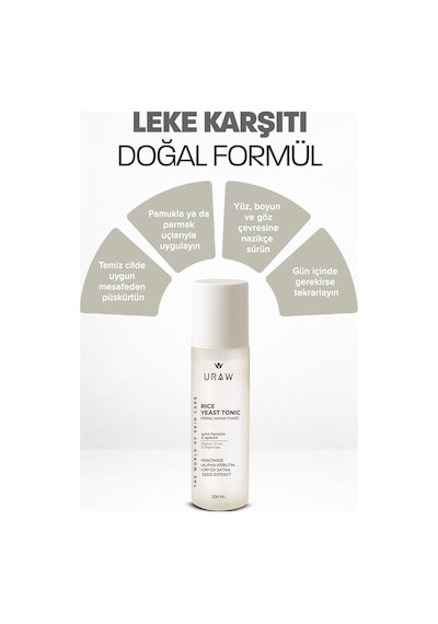 Uraw Aydınlatıcı ve Leke Karşıtı Pirinç Mayası Tonik 200 ML