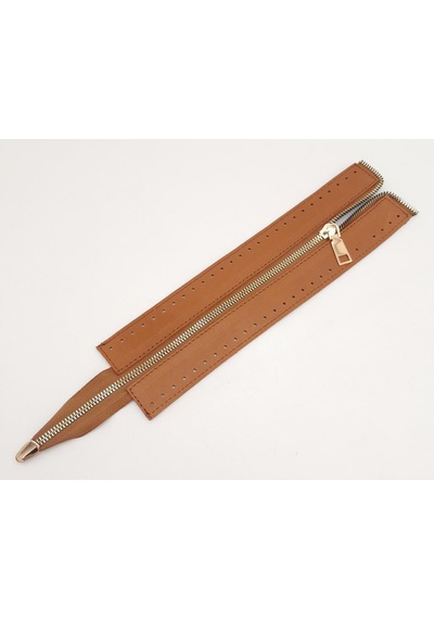 Angel Çanta Aksesuar Gerçek Derili 28 Cm Taba Renk Fermuar Light Gold Metalli