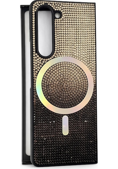 Samsung Uyumlu Z Fold 5 Kılıf Diamont Magsafe Hologramlı Telefon Kılıfı 1 Renk Siyah