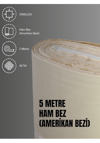 %100 Pamuk 46 Tel Amerikan Bezi Ham Bez Punch Kumaş - Krem 500x220 CM