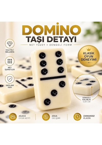 28 Taşlı Lüks Domino Seti Çift 6 Kutulu Klasik Aile Strateji Zeka Oyunu 2-4 Oyuncu Yetişkin Ve Çocuk