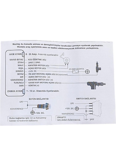 12v Kayar Kapı Modülü Zaman Ayarlı-sıkışma Emniyetli Kumandalı