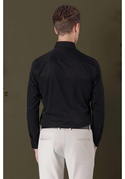 Efor Gk 710 Slim Fit Siyah Klasik Gömlek Siyah