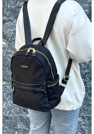 Just Polo Kadın İthal Saten Kumaş Şık Okul Ve Sırt Çantası Shopper Siyah