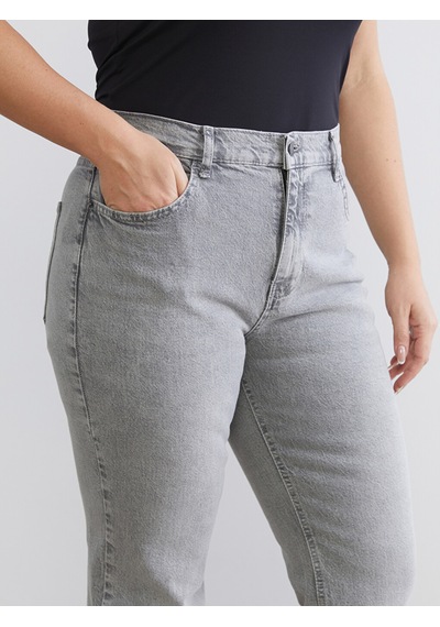 Lcw Jeans Gri Mom Fit Kadın Jean Pantolon
