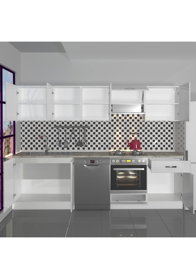 Decoraktiv Elite 280 Ankastre Fırın Modüllü Mdf Hazır Mutfak Dolabı - Tezgah Dahil - Parlak Beyaz Decoraktiv Elite 280 Ankastre Fırın Modüllü Mdf Hazır Mutfak Dolabı - Tezgah Dahil - Parlak Beyaz