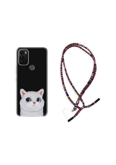 General Mobile Gm21 Plus Kılıf Rasta Boyun Askılı White Cat 1835