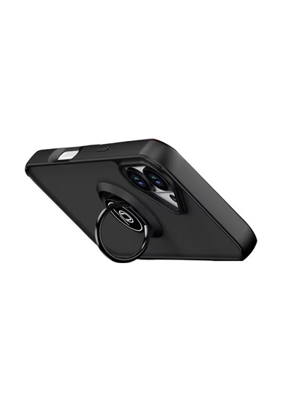 Apple iPhone  Uyumlu- 17 Montreal Yüzüklü Silikon Kapak - Siyah