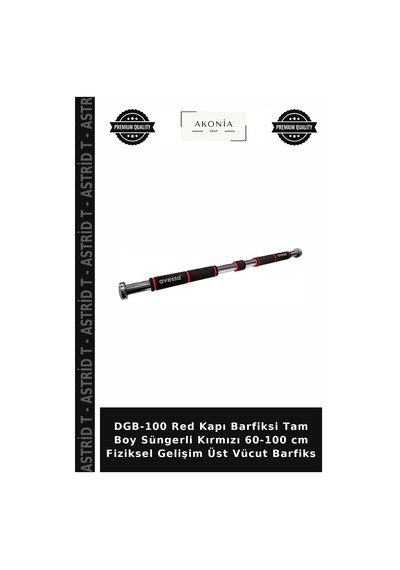 Dgb-100 Red Kapı Barfiksi Tam Boy Süngerli Kırmızı 60-100 Cm Fiziksel Gelişim Üst Vücut Barfiks