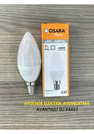 Osaka 6W E14 Mum Avize Ampulu Avantajlı 5Li Paket Gün Işığı