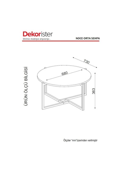 Dekorister Exclusive Noce Demir Orta Sehpa Ceviz