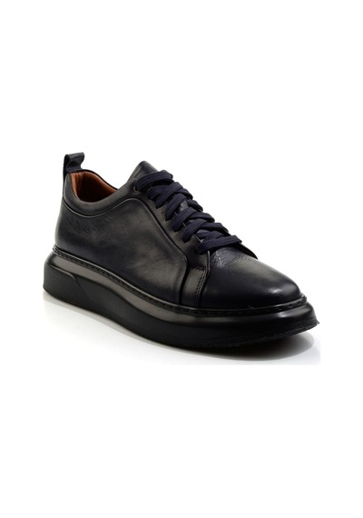 Bambi Lacivert Hakiki Deri Erkek Sneaker E01594315143 Lacivert