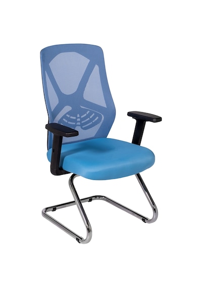 Ofisbazaar Dolphin Siyah Fileli Misafir Koltuğu Ergonomik Toplantı Ve Bekleme Koltuğu Açık Mavi Mavi