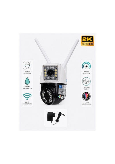 3012 Çift Lensli 3mp+3mp Wifi Ptz Güvenlik Kamerası Hareket Takipli, Renkli Gece Görüşlü, Sesli Al