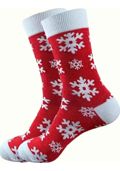Unisex Noel Çorabı Noel Baba, Geyik Veya Kar Adamı Desenli Orta Bilek Çorap 1 Çift Rastgele Mo