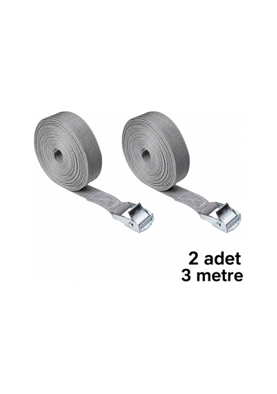 Tr Yük Bağlama Kayışı Metal Tokalı Gri 3 Metre 2 Adet Set