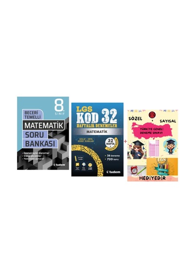 Tudem Yayınları Lgs Matematik Beceri Temelli Soru Bankası - Matematik Kod 32 Haftalık Denemeler - He