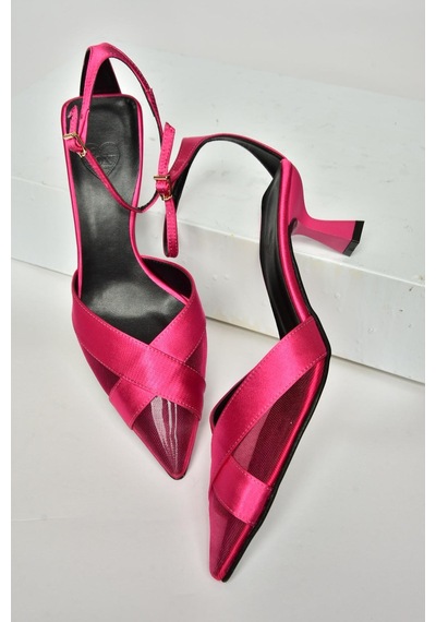 Fox Shoes U654074204 Fuşya Kumaş İnce Topuklu Kadın Ayakkabı Fuşya