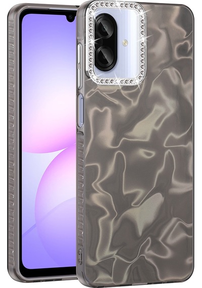 Samsung Uyumlu Galaxy A07 Kılıf Airbagli Parlak Taş Detay Tasarımlı Zore Esila Kapak Siyah