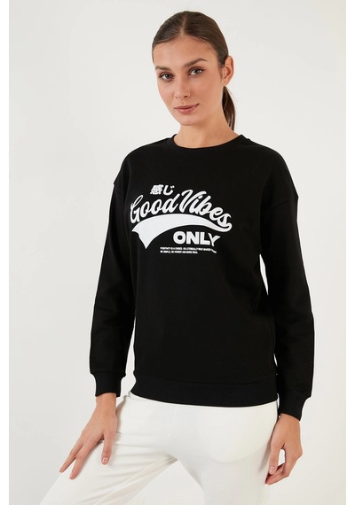 Fashion Frends Pamuklu Baskılı Bisiklet Yaka Sweat 22k0840k1 Taş