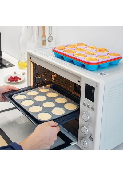 Tr 12'li Silikon Muffin Kalıbı, Esnek Yapışmaz Cupcake Kek Kalıbı, Kolay Çıkarma Ve Temizlik, Fırın Uyumlu, Ç Diğer