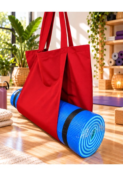 Mat Taşıma Çantası Yoga Fitness Silindir Antrenman Çantası - Çantalı Fermuarlı Mat Taşıma Çantası Kırmızı
