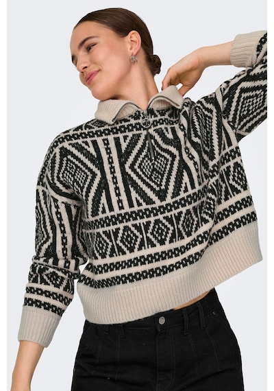 Only Kadın Onlfelıcıa Yarım Fermuar Kapamalı Dik Yaka Yünlü Örme Kazak 15329930 Taş Taş