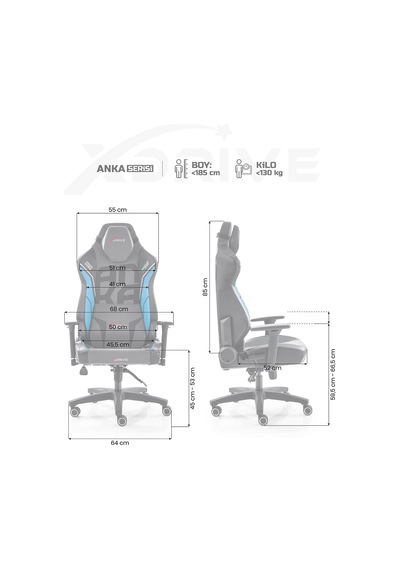 Anka Sport Oyuncu Koltuğu Mavi/siyah Diğer