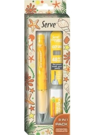 Doğa Desenli Deep Kalem, Deep Silgi Ve Deep Min, 0.7 Mm, Hardal Sarısı -