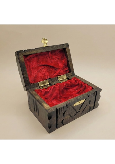 Coupes Ahşap Mücevher Kutusu - %100 El Yapımı - Ceviz Ağacı - 8,5x14,5x8 Cm Kahverengi