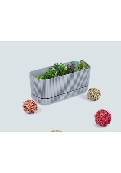 Omnipazar Krs-246 Pera Uzun Dekoratif Balkon Saksı 3 Litre No 2 Gri
