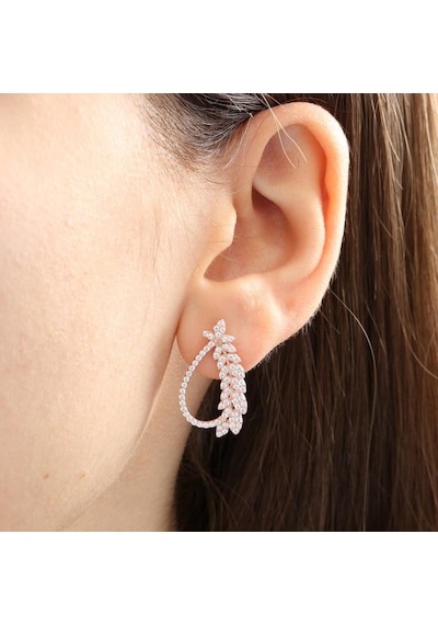 Effective Diamond Işıltı Buklesi Rose Renk Gümüş Küpe